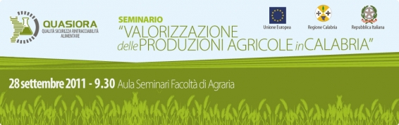 28 settembre Seminario "Valorizzazione delle produzioni agricole in Calabria"