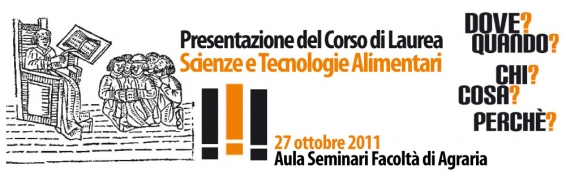 27 ottobre il Prof. V. Palmeri presidente del Corso di Studi in Scienze e Tecnologie Alimentari incontra gli studenti del corso