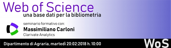 Agraria. Seminario formativo sull'uso della piattaforma WoS (Web of Science)