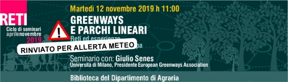 ***RINVIATO***.Seminario Reti E Infrastrutture per la mobilità Verde in Europa con Giulio Senes